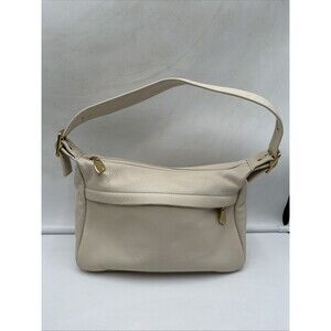Vintage Libaire Pebble Leather Shoulder Bag White 12”x8.5”x3”